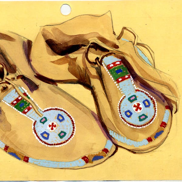 Native american art of colorful shoes.