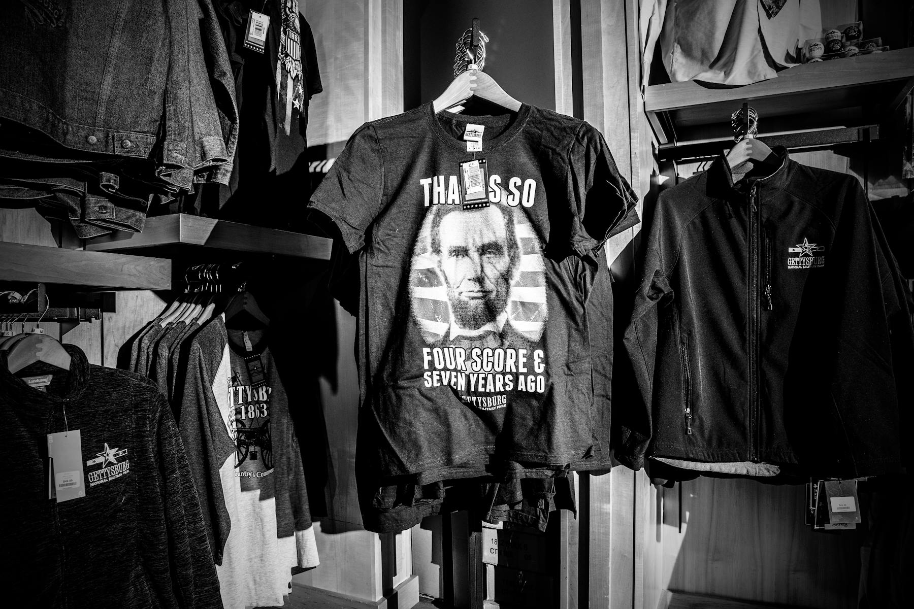 More T-shirts are for sale at the gift shop at the park museum.